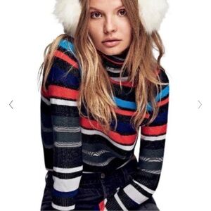 Free People What a Flirt Striped Turtleneck sweater small